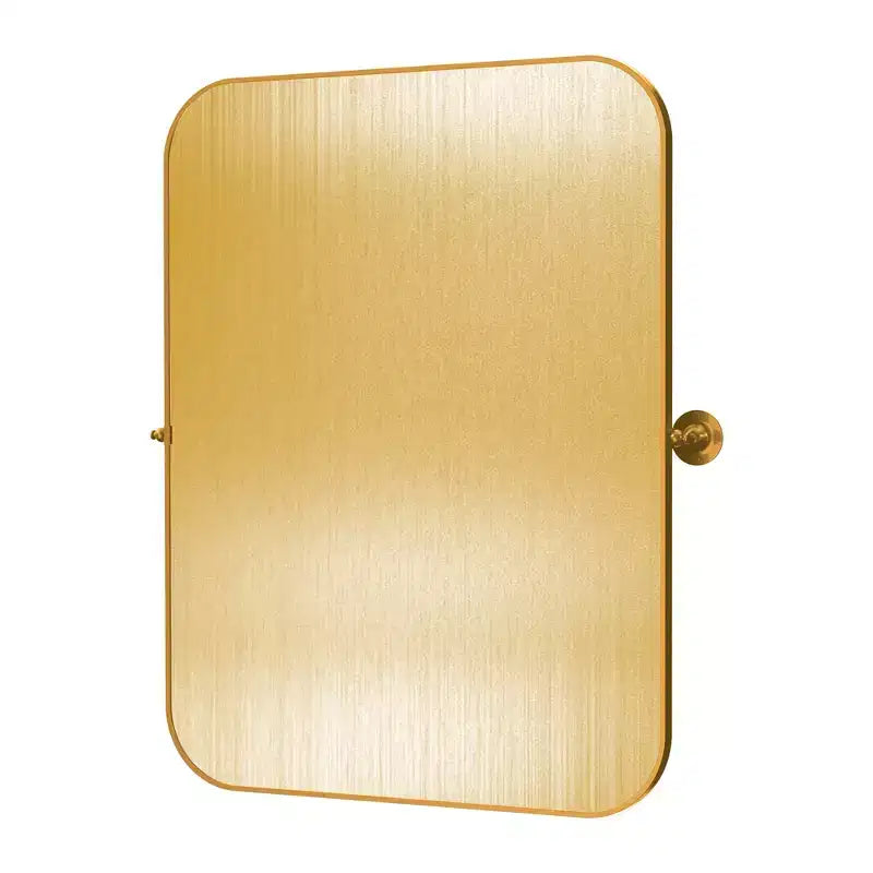 MAYEERTY 91x61x4 cm, specchio da parete rettangolare arrotondato in ferro battuto, colore oro