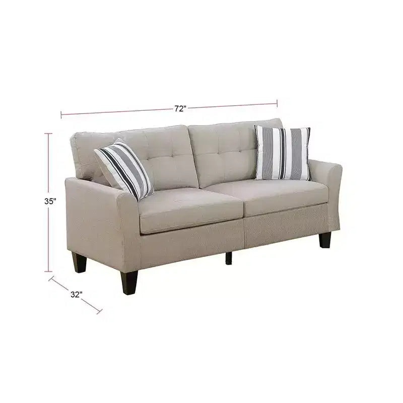 Divano Moderno Okak Set 2pz con Cuscino Spesso, Gambe in Pino Massello Divanetto Rivestito per Appartamenti, Soggiorno