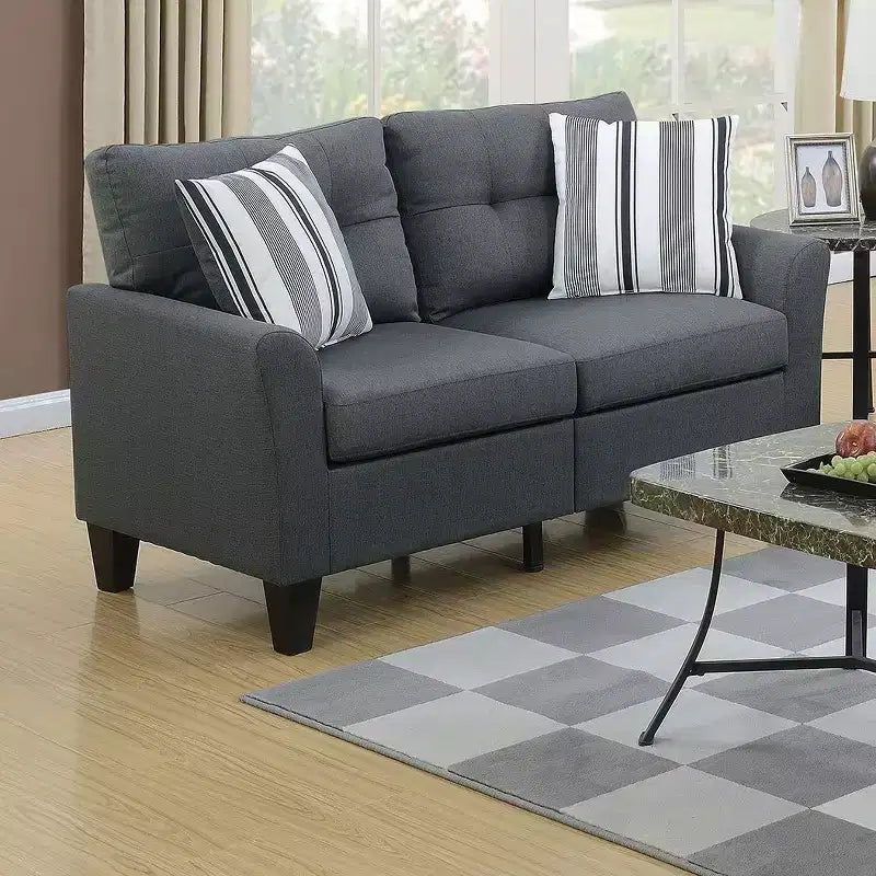 Divano Moderno Okak Set 2pz con Cuscino Spesso, Gambe in Pino Massello Divanetto Rivestito per Appartamenti, Soggiorno