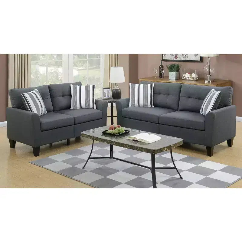 Divano Moderno Okak Set 2pz con Cuscino Spesso, Gambe in Pino Massello Divanetto Rivestito per Appartamenti, Soggiorno