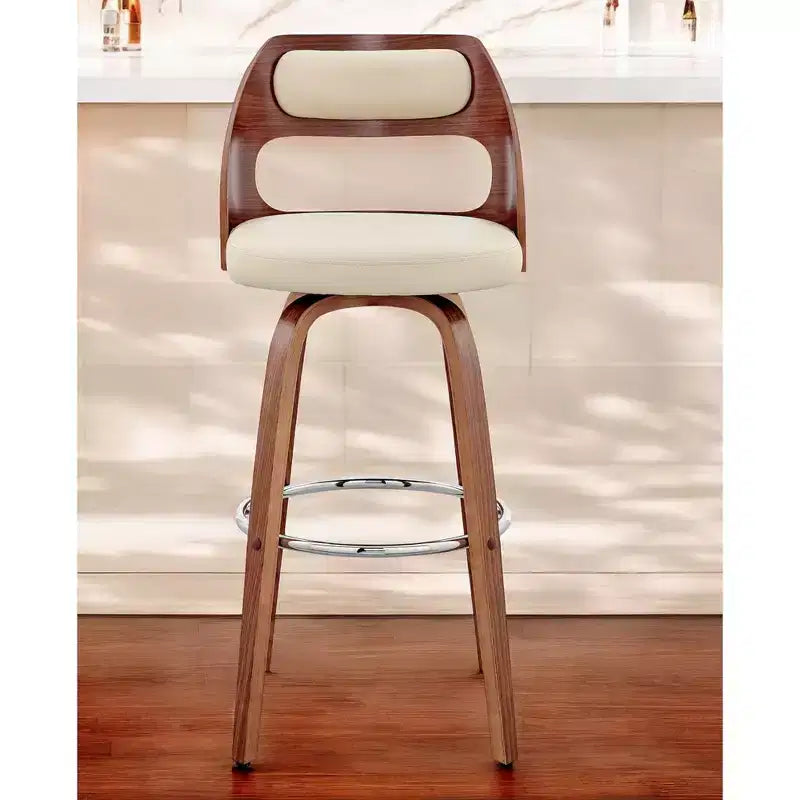 HomeRoots Sedia da bar girevole in ecopelle crema e marrone, 30 pollici