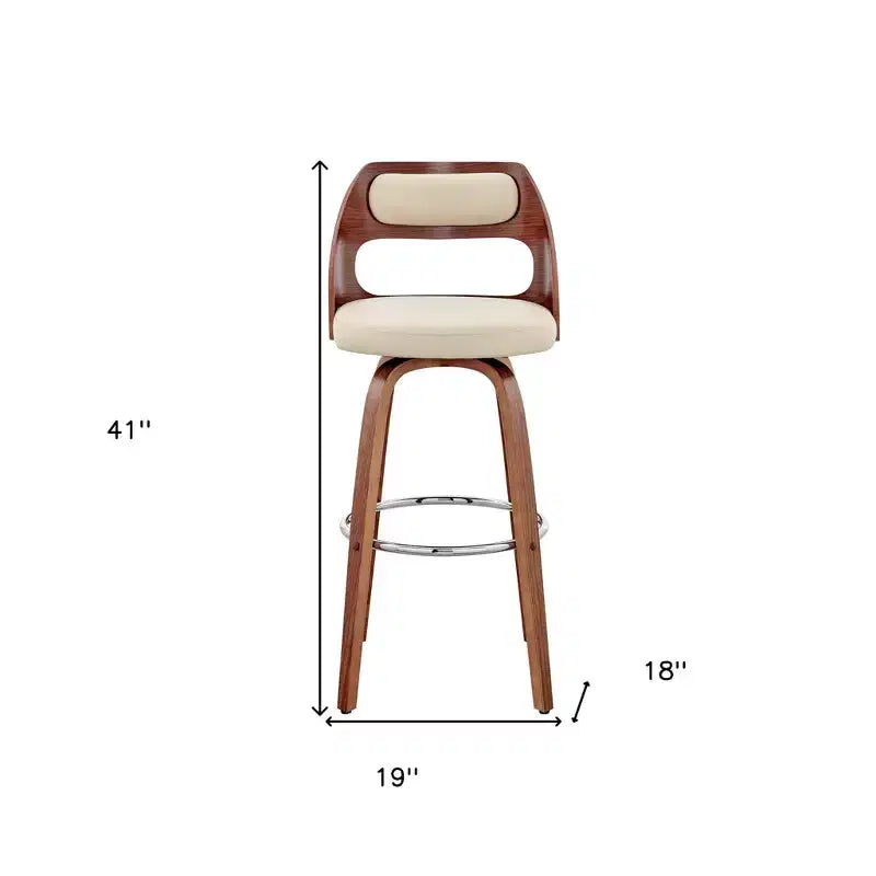 HomeRoots Sedia da bar girevole in ecopelle crema e marrone, 30 pollici