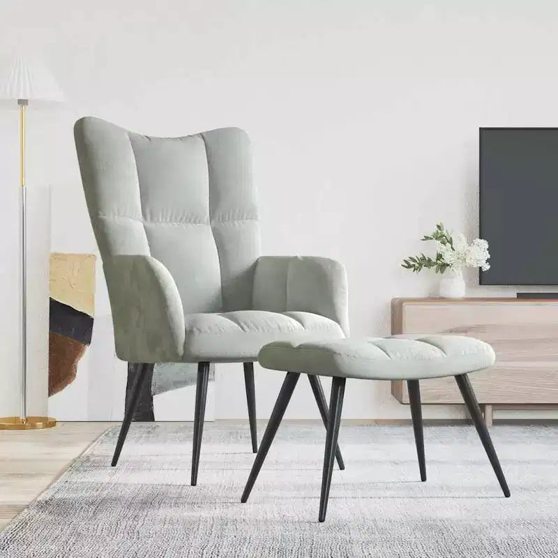 vidaXL Sedia Relax con Sgabello Poggiapiedi Medio in Velluto Grigio Chiaro