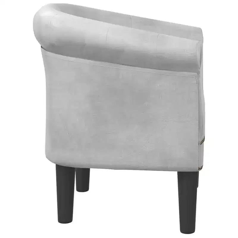 vidaXL Elegante Poltrona a Vasca - Singola, Similpelle Argento, Gommapiuma, Legno di Pino e Compensato per Salotto o Ufficio