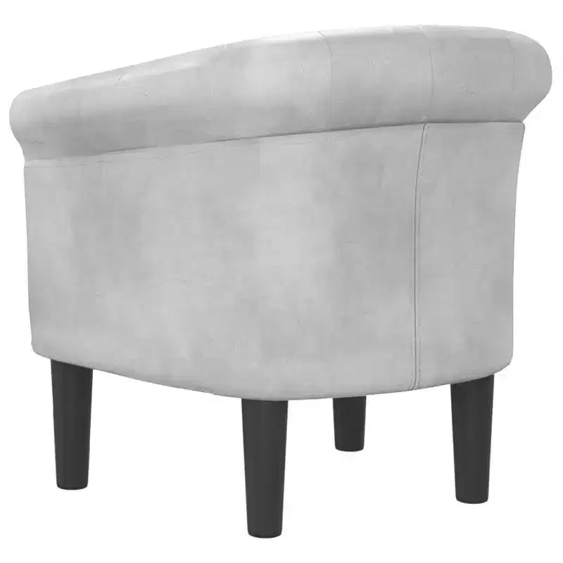 vidaXL Elegante Poltrona a Vasca - Singola, Similpelle Argento, Gommapiuma, Legno di Pino e Compensato per Salotto o Ufficio