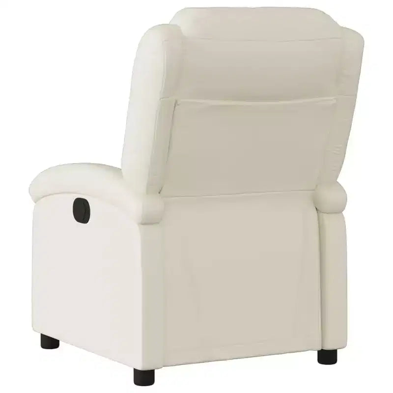 vidaXL Poltrona Reclinabile Crema in Similpelle - Poltrona Relax con Schienale Alto per Anziani con Funzione Manuale, Sedile Imbottito e Tasca Laterale