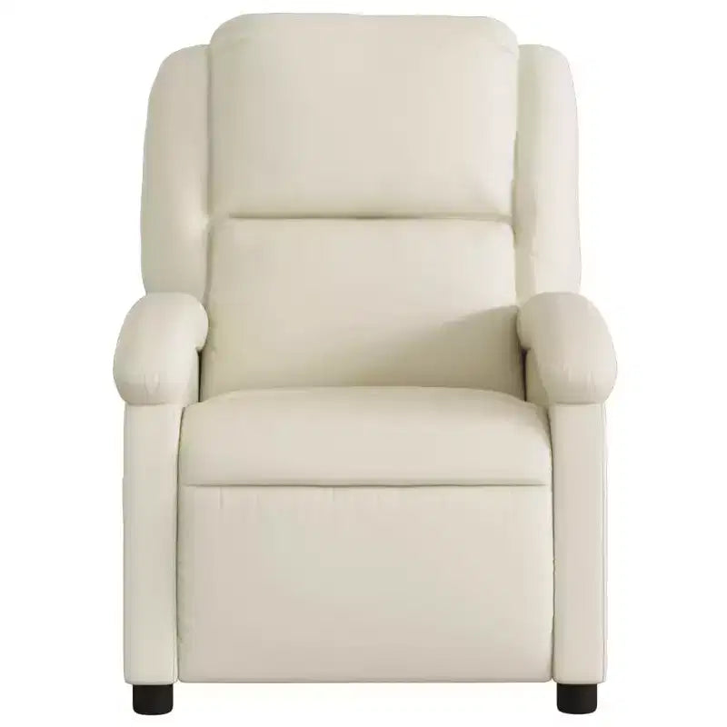 vidaXL Poltrona Reclinabile Crema in Similpelle - Poltrona Relax con Schienale Alto per Anziani con Funzione Manuale, Sedile Imbottito e Tasca Laterale
