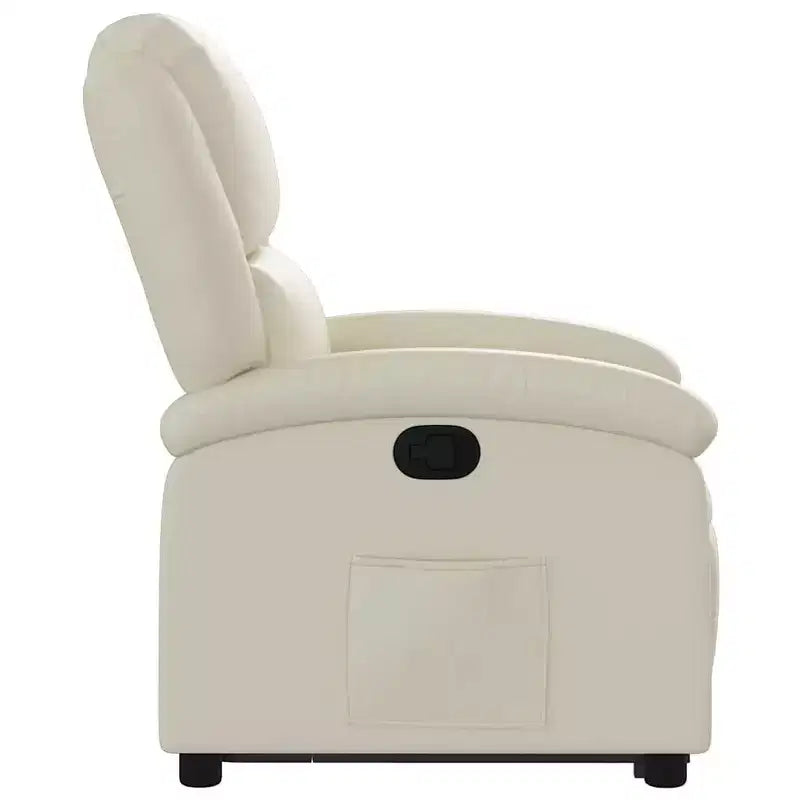 vidaXL Poltrona Reclinabile Crema in Similpelle - Poltrona Relax con Schienale Alto per Anziani con Funzione Manuale, Sedile Imbottito e Tasca Laterale