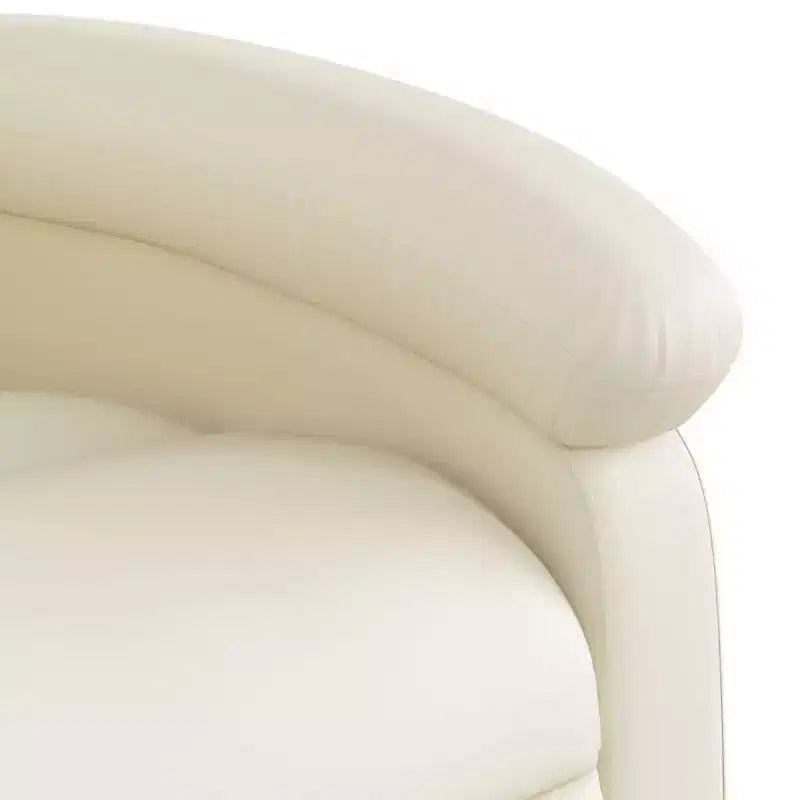 vidaXL Poltrona Reclinabile Crema in Similpelle - Poltrona Relax con Schienale Alto per Anziani con Funzione Manuale, Sedile Imbottito e Tasca Laterale