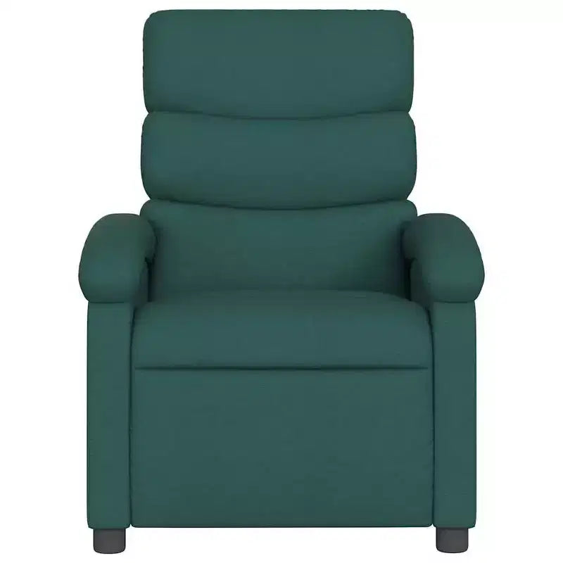 vidaXL Poltrona Massaggiante Reclinabile Manuale - Massaggio a Vibrazione - Tessuto Verde Scuro - Struttura Robusta - Comfort per il Soggiorno