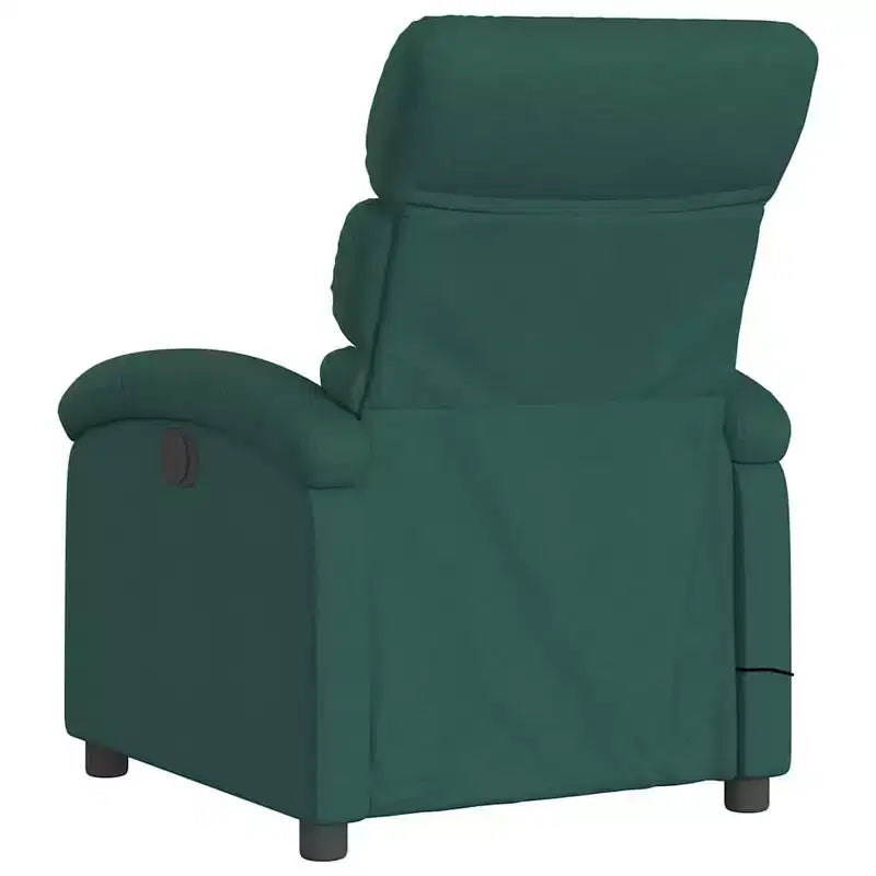 vidaXL Poltrona Massaggiante Reclinabile Manuale - Massaggio a Vibrazione - Tessuto Verde Scuro - Struttura Robusta - Comfort per il Soggiorno