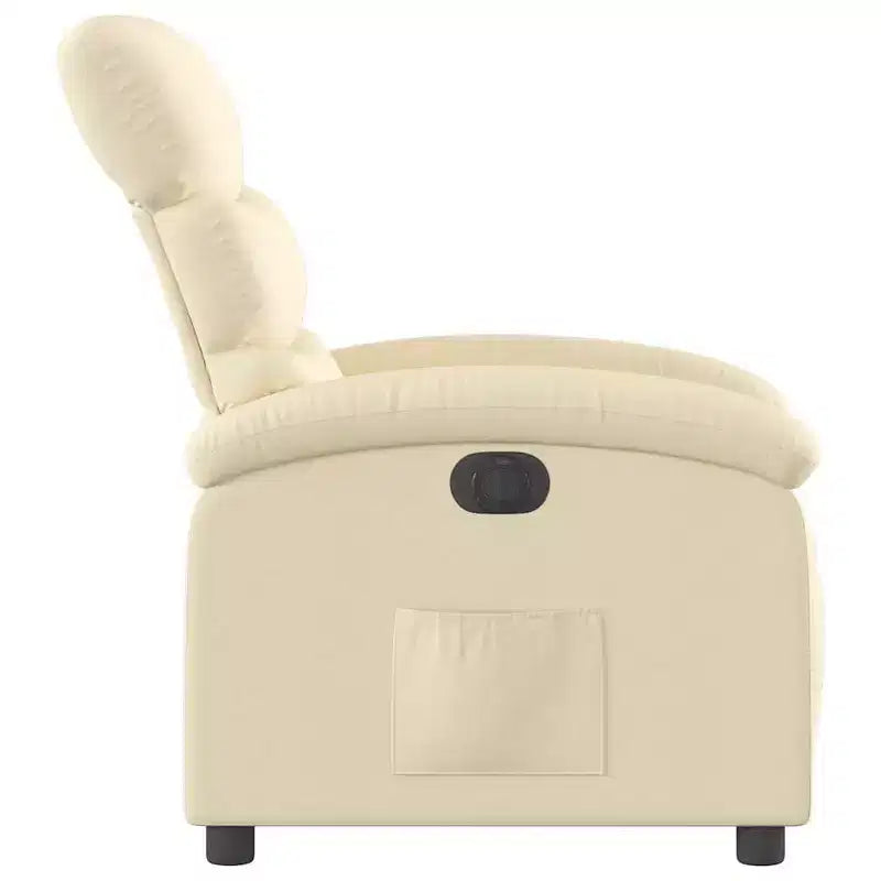 vidaXL Poltrona Reclinabile Elettrica - Poltrona Relax Regolabile in Tessuto Crema con Poggiapiedi Motorizzato, Tasca Laterale e Imbottitura Spessa per Soggiorno, Camera da Letto