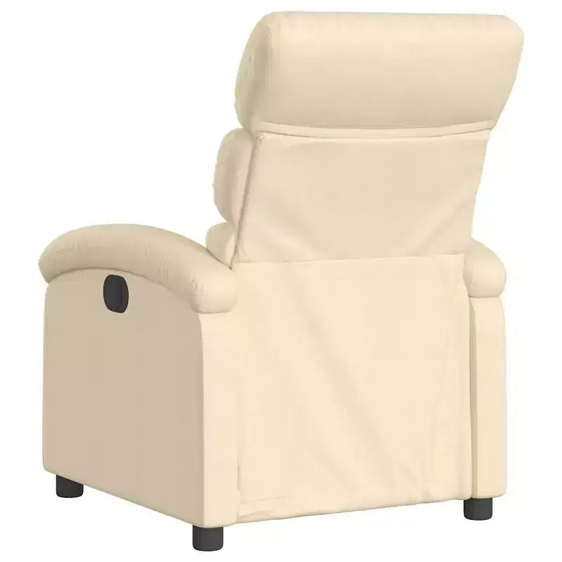 vidaXL Poltrona Reclinabile Elettrica - Poltrona Relax Regolabile in Tessuto Crema con Poggiapiedi Motorizzato, Tasca Laterale e Imbottitura Spessa per Soggiorno, Camera da Letto
