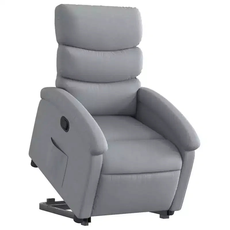 Poltrona Reclinabile Elettrica vidaXL per Anziani - Tessuto Grigio Chiaro, Sollevatore Elettrico, Reclinazione Manuale, Comfort Imbottito, Tasca Laterale, Struttura Solida