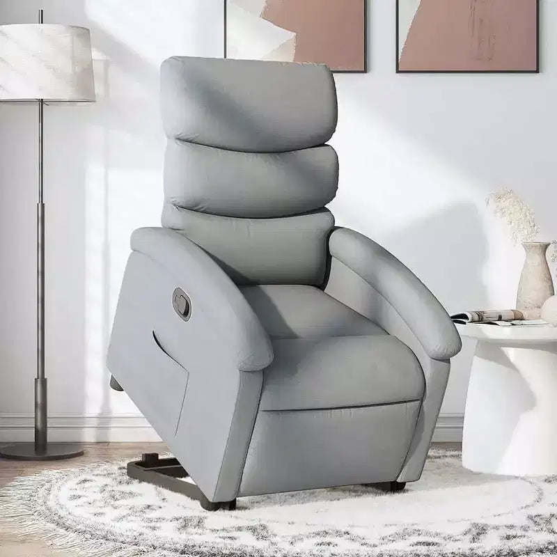 Poltrona Reclinabile Elettrica vidaXL per Anziani - Tessuto Grigio Chiaro, Sollevatore Elettrico, Reclinazione Manuale, Comfort Imbottito, Tasca Laterale, Struttura Solida
