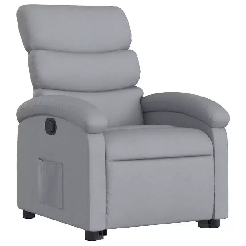 Poltrona Reclinabile Elettrica vidaXL per Anziani - Tessuto Grigio Chiaro, Sollevatore Elettrico, Reclinazione Manuale, Comfort Imbottito, Tasca Laterale, Struttura Solida