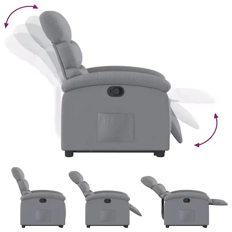 Poltrona Reclinabile Elettrica vidaXL per Anziani - Tessuto Grigio Chiaro, Sollevatore Elettrico, Reclinazione Manuale, Comfort Imbottito, Tasca Laterale, Struttura Solida