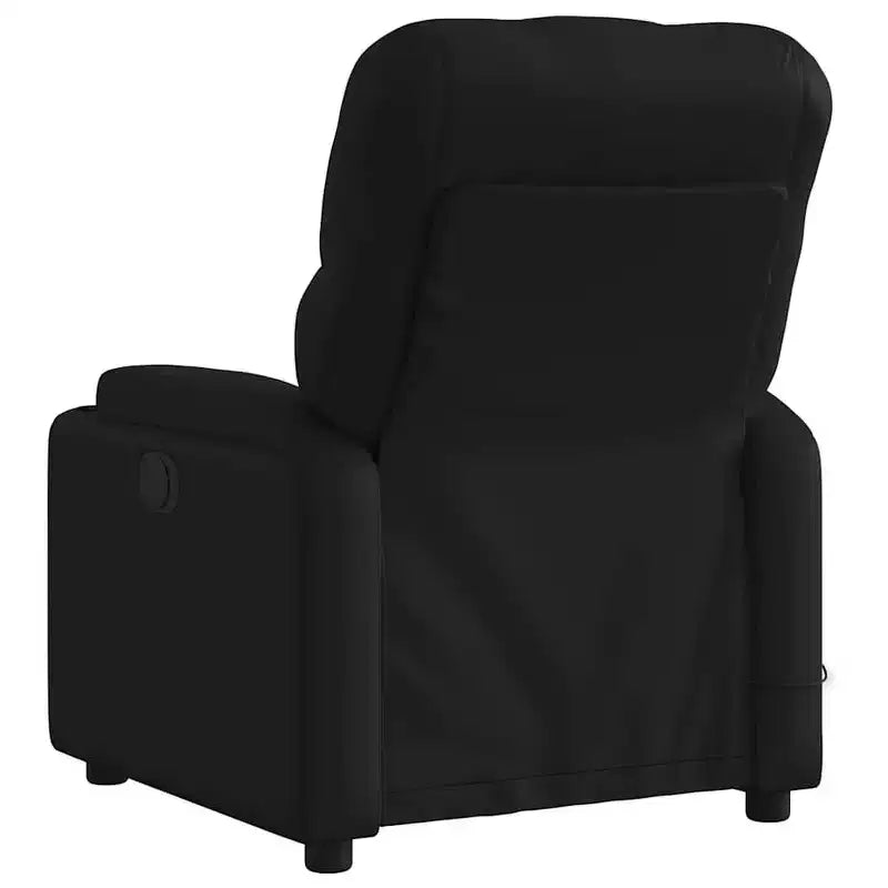 vidaXL Poltrona Reclinabile Massaggiante Elettrica Nera - Ecopelle, Poltrona Relax Motorizzata con Vibrazione Massaggiante, Portabicchieri, Tasca Laterale