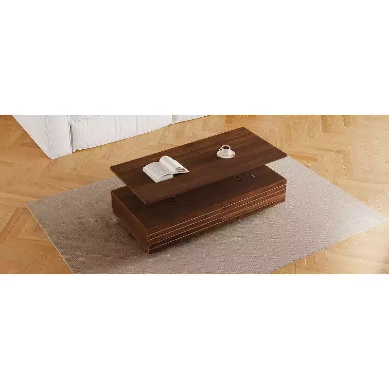 Tavolino moderno a LED Okak 47.2, tavolo centrale rettangolare dimmerabile intelligente con 2 cassetti a scomparsa e controllo touch per soggiorno/home theater