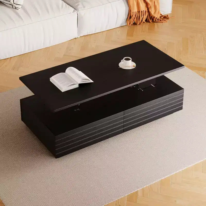 Tavolino moderno a LED Okak 47.2, tavolo centrale rettangolare dimmerabile intelligente con 2 cassetti a scomparsa e controllo touch per soggiorno/home theater
