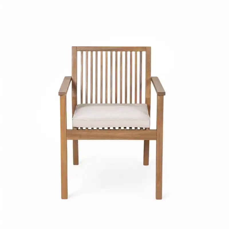Christopher Knight Home Caitlyn Set da Pranzo Rustico da Esterno 7 Pezzi in Legno di Acacia con Cuscini