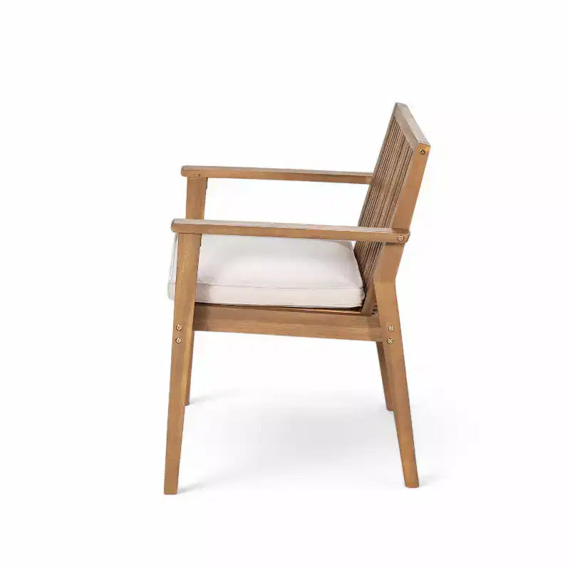 Christopher Knight Home Caitlyn Set da Pranzo Rustico da Esterno 7 Pezzi in Legno di Acacia con Cuscini