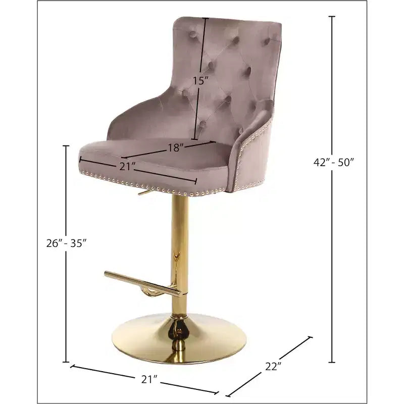 Meridian Furniture, Sgabello Regolabile Claude in Velluto Rosa