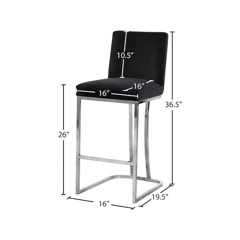 Meridian Furniture,Heidi Black Velvet Stool