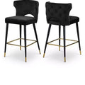Meridian Furniture,Kelly Black Velvet Stool, Set of 2