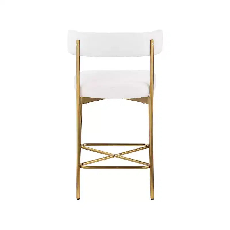 Meridian Furniture, Sgabello Rivage crema in tessuto testurizzato di lino resistente, set da 2