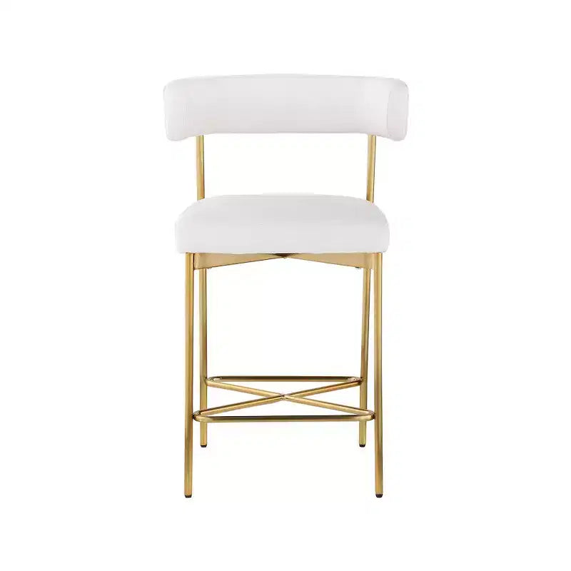 Meridian Furniture, Sgabello Rivage crema in tessuto testurizzato di lino resistente, set da 2