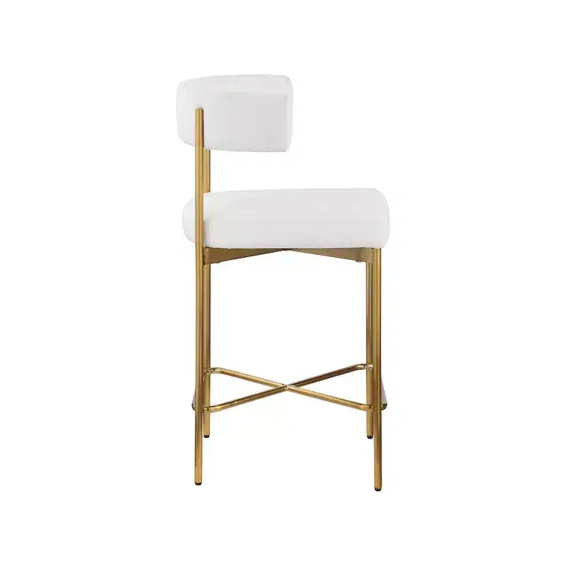 Meridian Furniture, Sgabello Rivage crema in tessuto testurizzato di lino resistente, set da 2