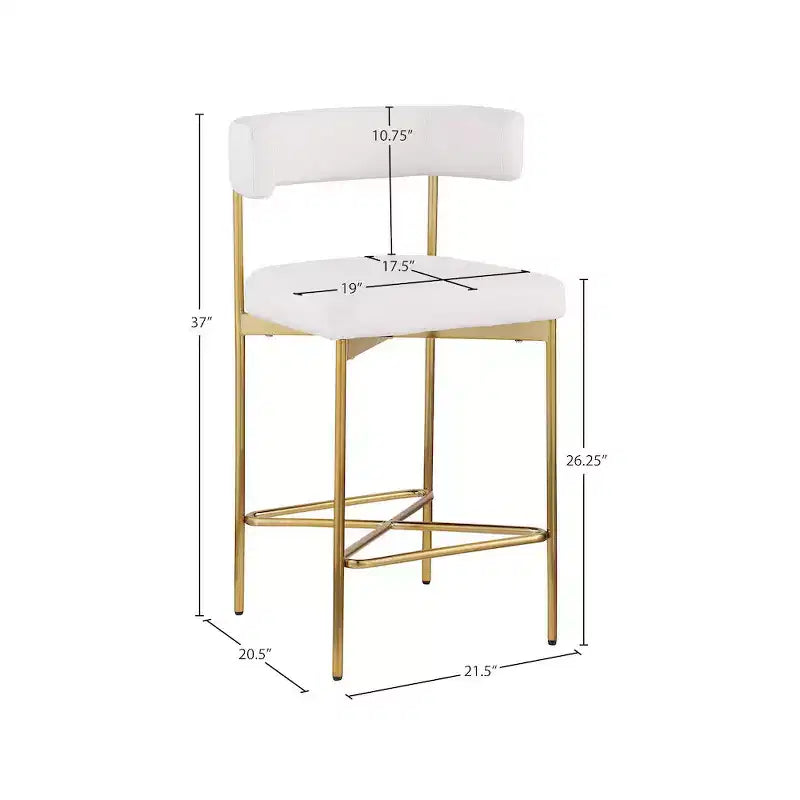 Meridian Furniture, Sgabello Rivage crema in tessuto testurizzato di lino resistente, set da 2