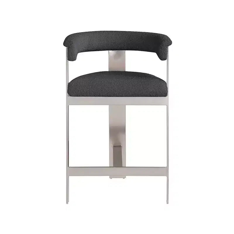 Meridian Furniture, Sgabello da bancone Romeo in tessuto Boucle nero, set da 2