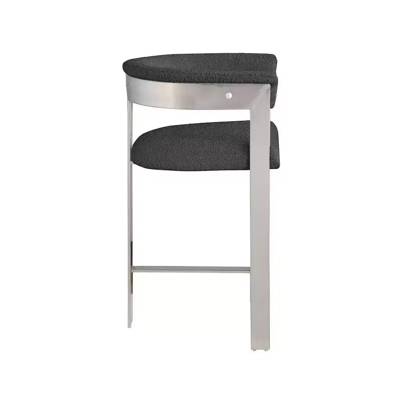 Meridian Furniture, Sgabello da bancone Romeo in tessuto Boucle nero, set da 2