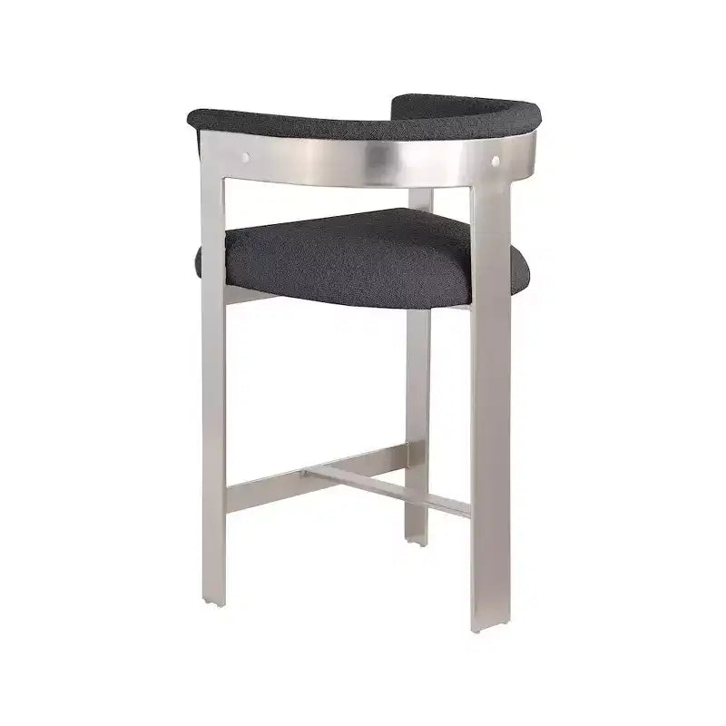 Meridian Furniture, Sgabello da bancone Romeo in tessuto Boucle nero, set da 2