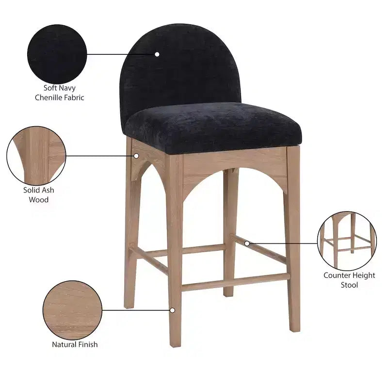 Meridian Furniture, Sgabello in ciniglia nera Waldorf