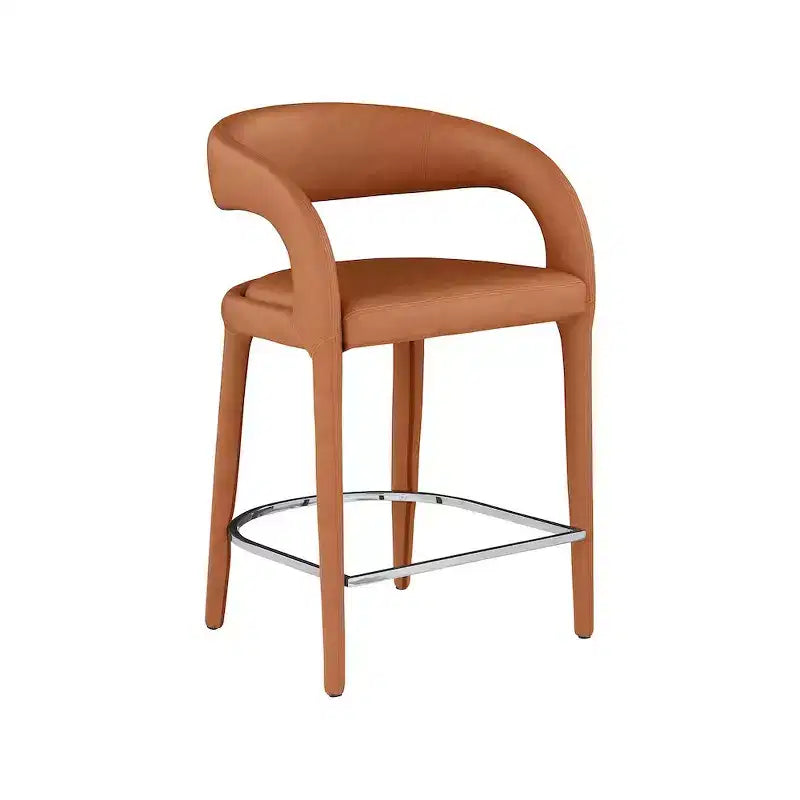 Meridian Furniture, Sgabello Sylvester in Pelle Vegana Color Cognac