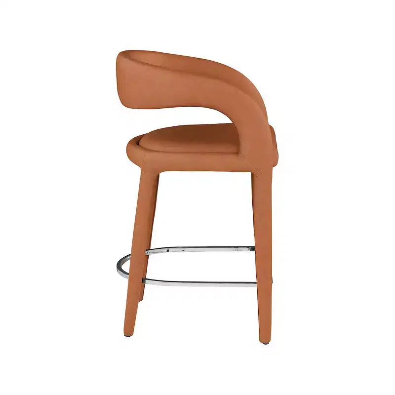 Meridian Furniture, Sgabello Sylvester in Pelle Vegana Color Cognac