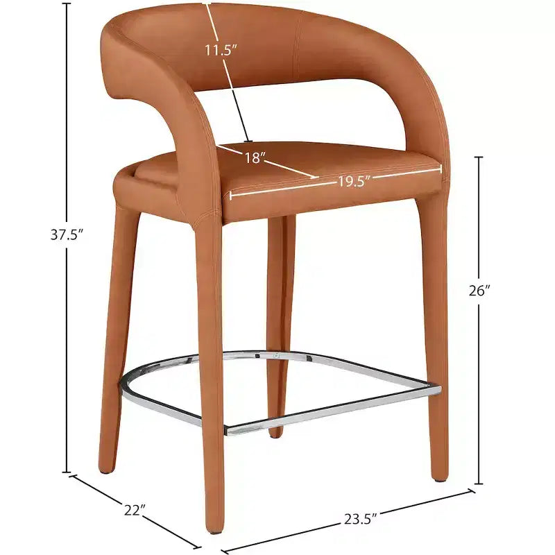 Meridian Furniture, Sgabello Sylvester in Pelle Vegana Color Cognac