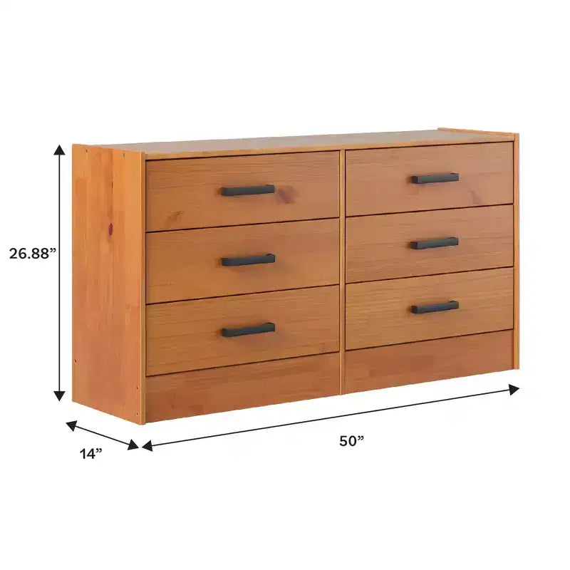 Cassettiera Walker Edison in Legno Massello a 6 Cassetti, Moderna e Facile da Montare, per Camera da Letto