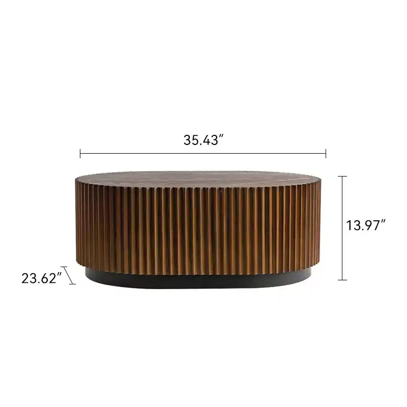 GDFStudio Spencer set di 2 tavolini da caffè con piedistallo in legno con bordo a righe ondulate