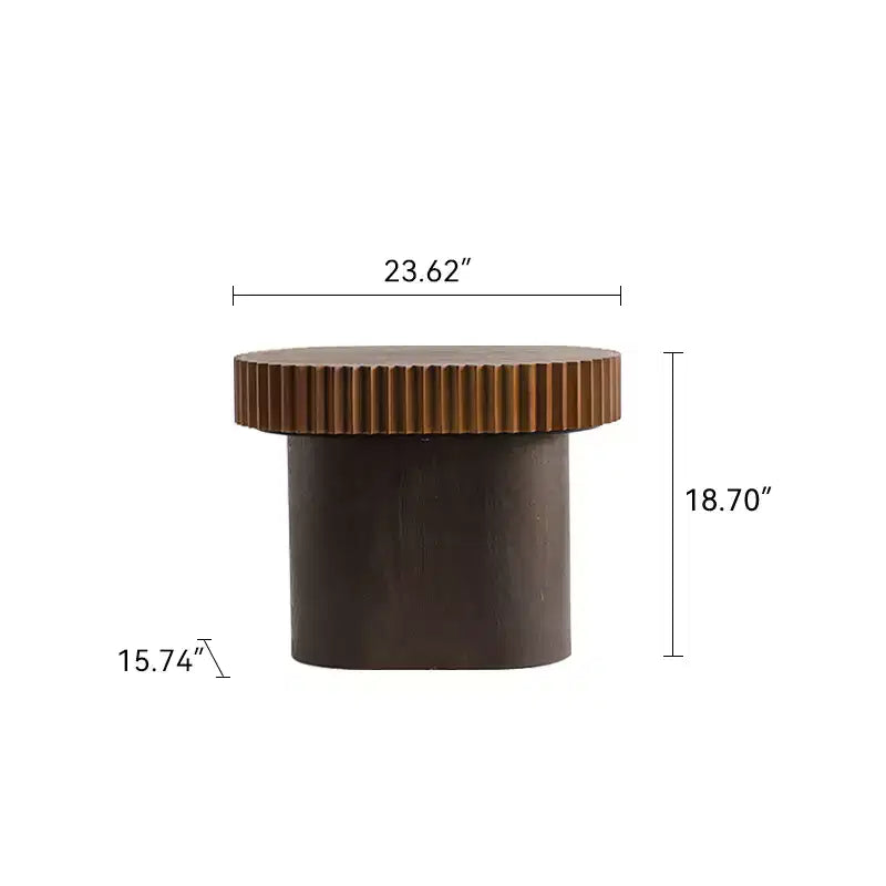 GDFStudio Spencer set di 2 tavolini da caffè con piedistallo in legno con bordo a righe ondulate