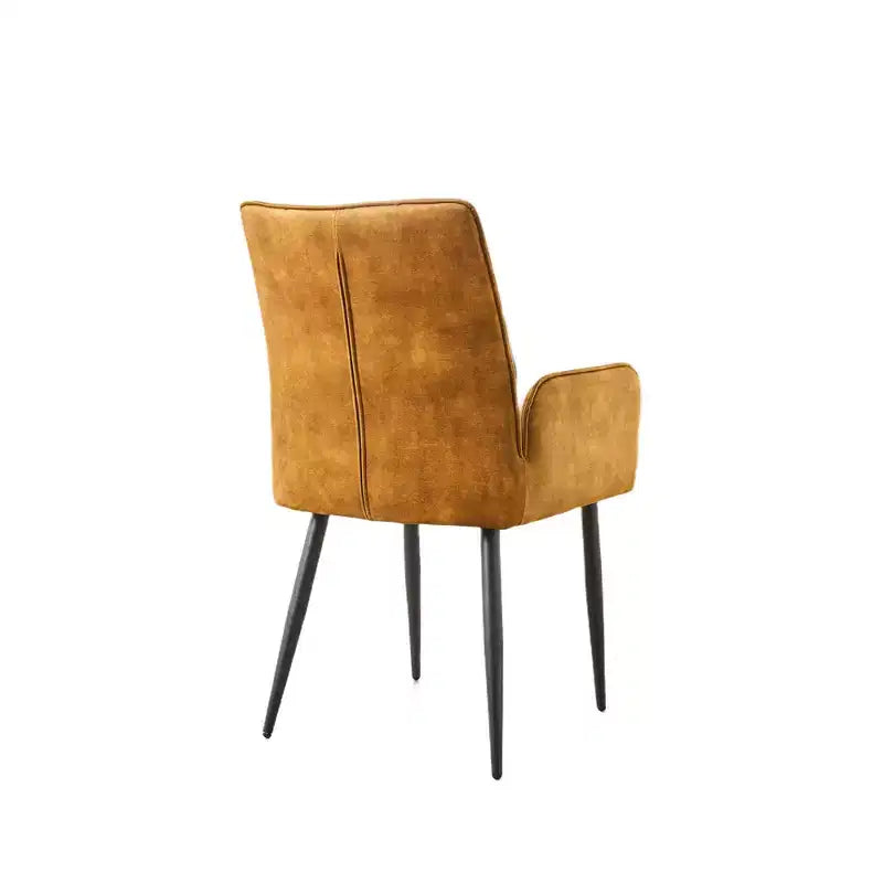 ModernLuxe Set di 2 sedie da pranzo, sedie d'accento rivestite in velluto con seduta morbida imbottita e struttura in ferro, sedie senza braccioli, sedie a poltroncina, giallo/grigio