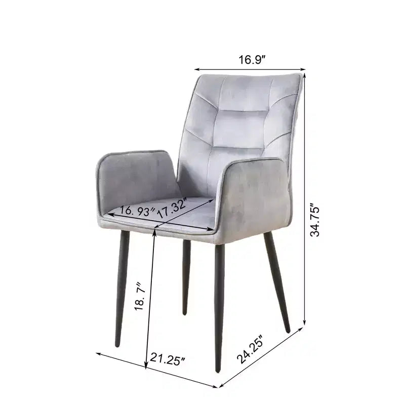 ModernLuxe Set di 2 sedie da pranzo, sedie d'accento rivestite in velluto con seduta morbida imbottita e struttura in ferro, sedie senza braccioli, sedie a poltroncina, giallo/grigio