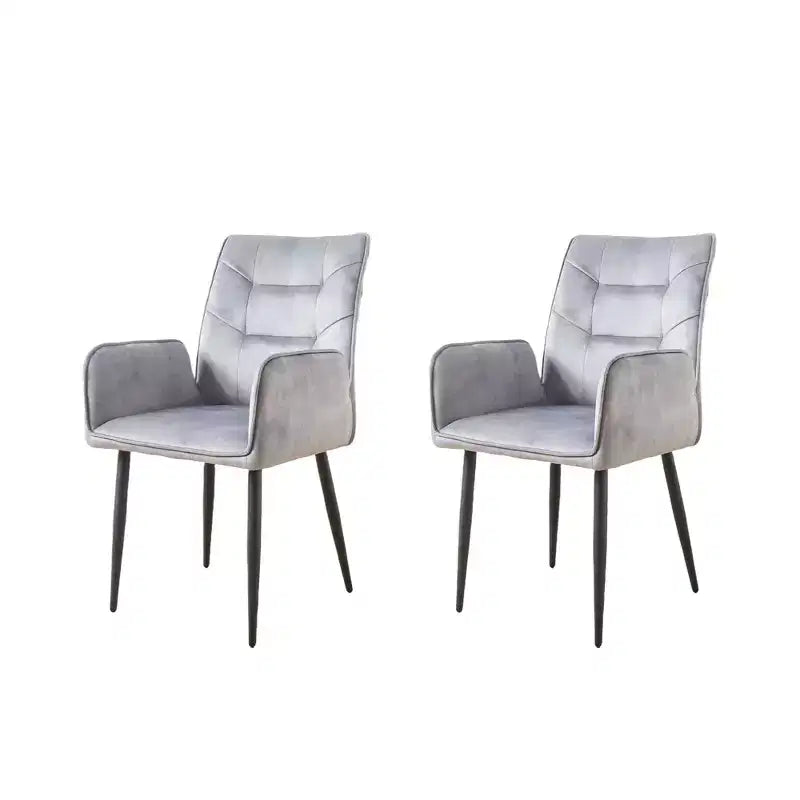 ModernLuxe Set di 2 sedie da pranzo, sedie d'accento rivestite in velluto con seduta morbida imbottita e struttura in ferro, sedie senza braccioli, sedie a poltroncina, giallo/grigio