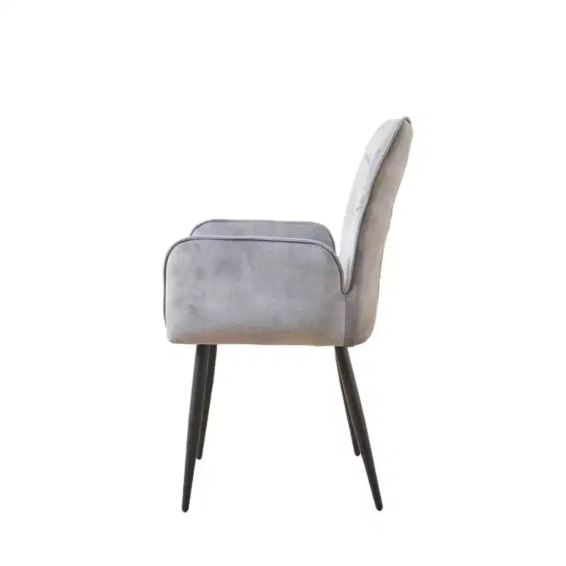 ModernLuxe Set di 2 sedie da pranzo, sedie d'accento rivestite in velluto con seduta morbida imbottita e struttura in ferro, sedie senza braccioli, sedie a poltroncina, giallo/grigio