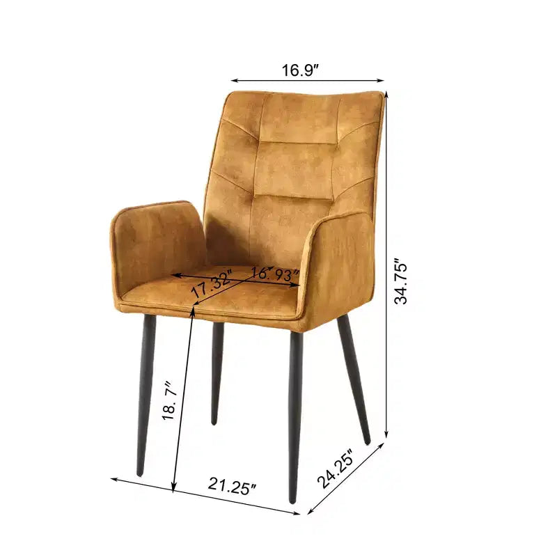 ModernLuxe Set di 2 sedie da pranzo, sedie d'accento rivestite in velluto con seduta morbida imbottita e struttura in ferro, sedie senza braccioli, sedie a poltroncina, giallo/grigio