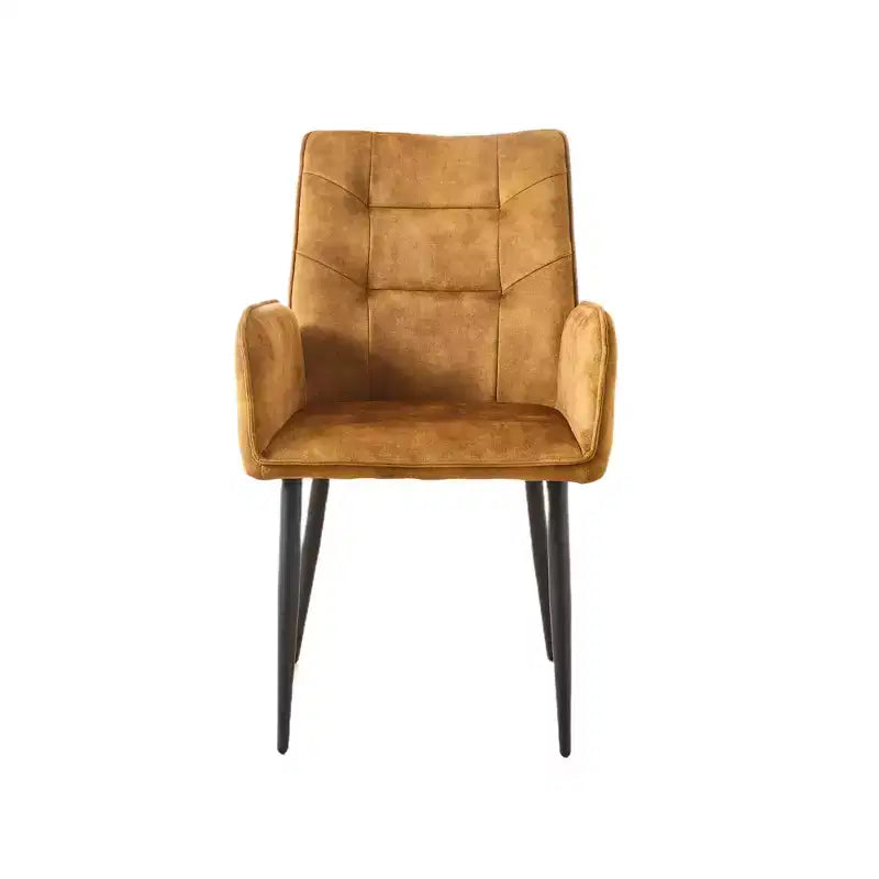 ModernLuxe Set di 2 sedie da pranzo, sedie d'accento rivestite in velluto con seduta morbida imbottita e struttura in ferro, sedie senza braccioli, sedie a poltroncina, giallo/grigio