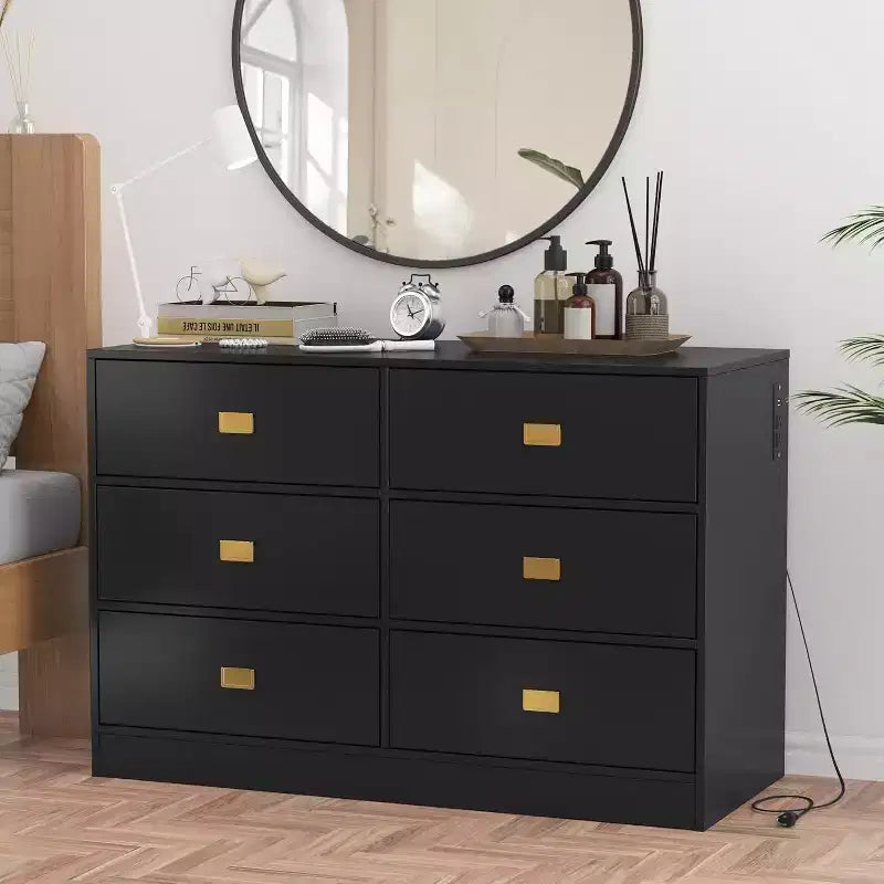 Cassettiera per Camera da Letto con 6 Cassetti, Fasciatoio, Morbido Tappetino e Piano Rimovibile, Cassettiere per Neonati con Fasciatoio per la Cameretta
